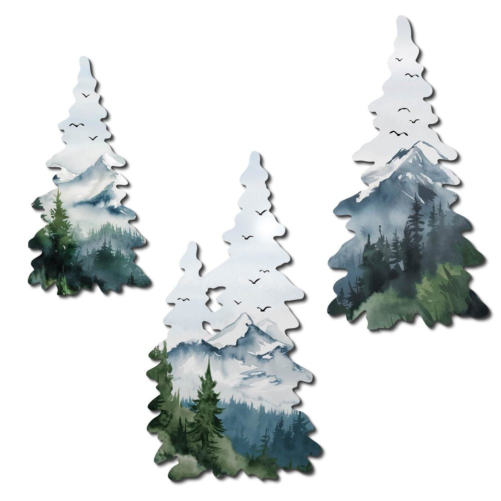 3pcs Forest Wall Art Woodland Wall Decor Tree Pictures Wall Decor Winter Wall😹